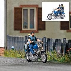 Figurines Busch Couple de bikers avec moto-H0 - Figurines