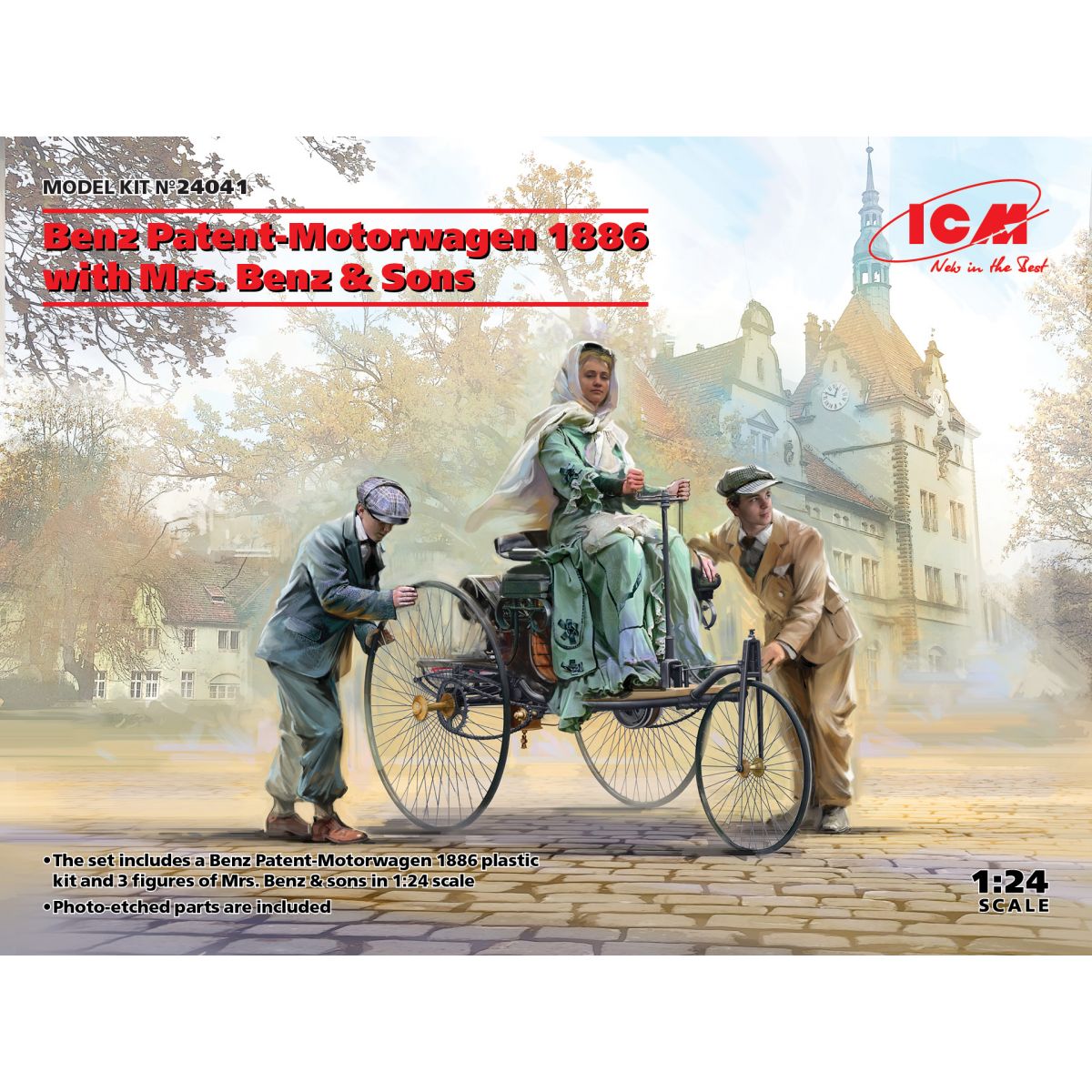  ICM ICM: Benz Patent-Motorwagen 1886 with Mrs. Benz & Sons in 1:24- 1