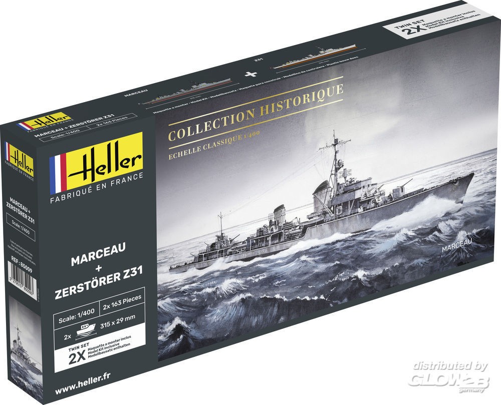 Maquette Heller Marceau + destroyer Z31 TWINSET- 1/400 - Maquette de 