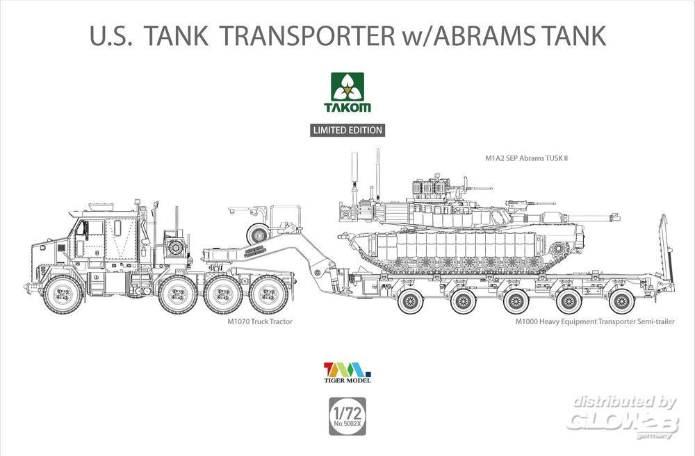 Maquette Takom Transporteur de réservoir US M1070 et M1000 70 tonnes a