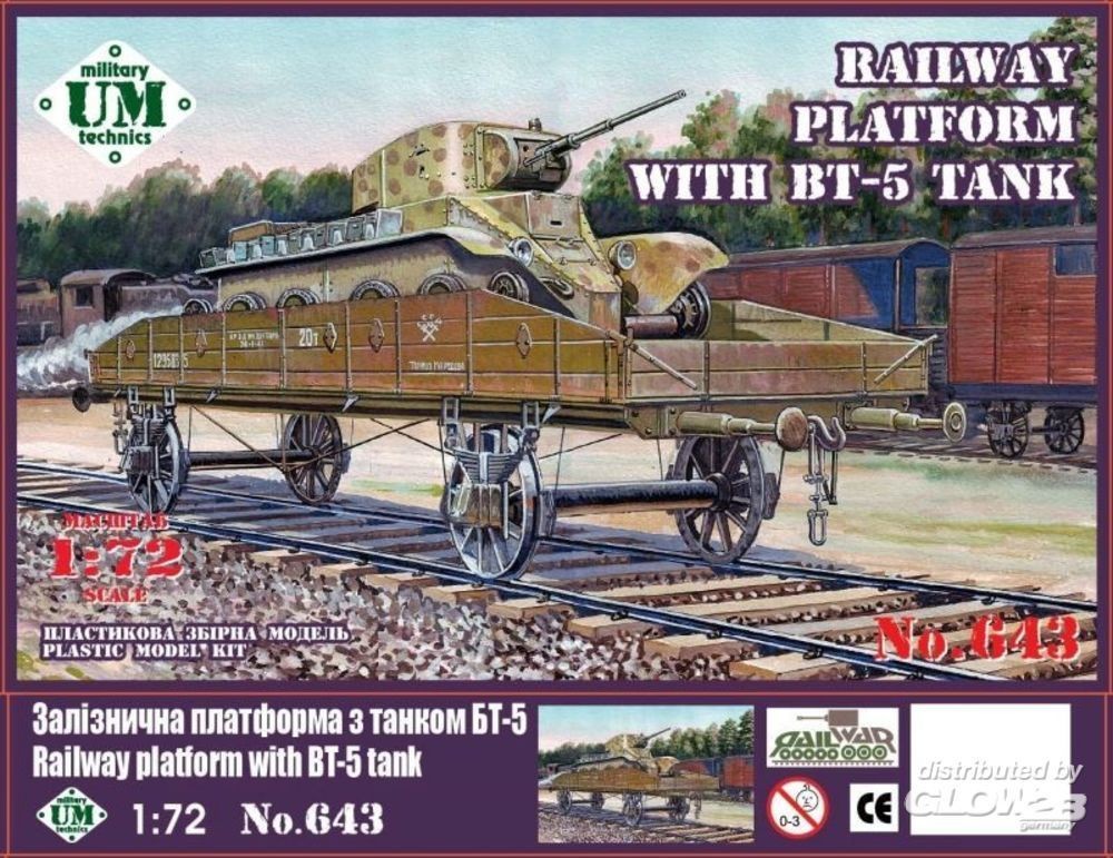  Unimodel Plate-forme ferroviaire avec réservoir BT-5-1/72 - Maquette 