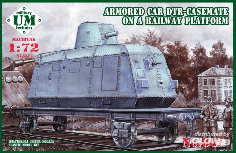  Unimodel Voiture blindée DTR-casemate sur plat de chemin de fer-1/72 