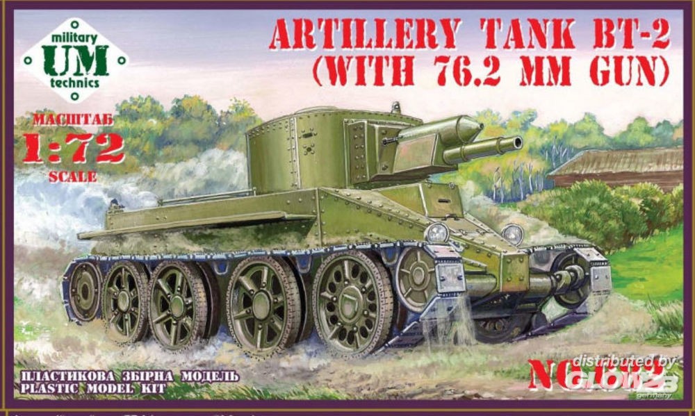 Maquette Unimodel Char d'artillerie BT-2 avec canon de 7,62 mm-1/72 - 