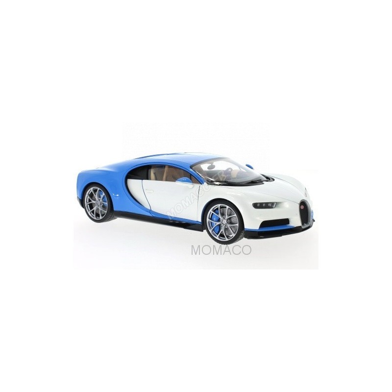 Miniature GT AUTOS BUGATTI CHIRON 2016 BLANCHE/BLEUE- - Miniature auto