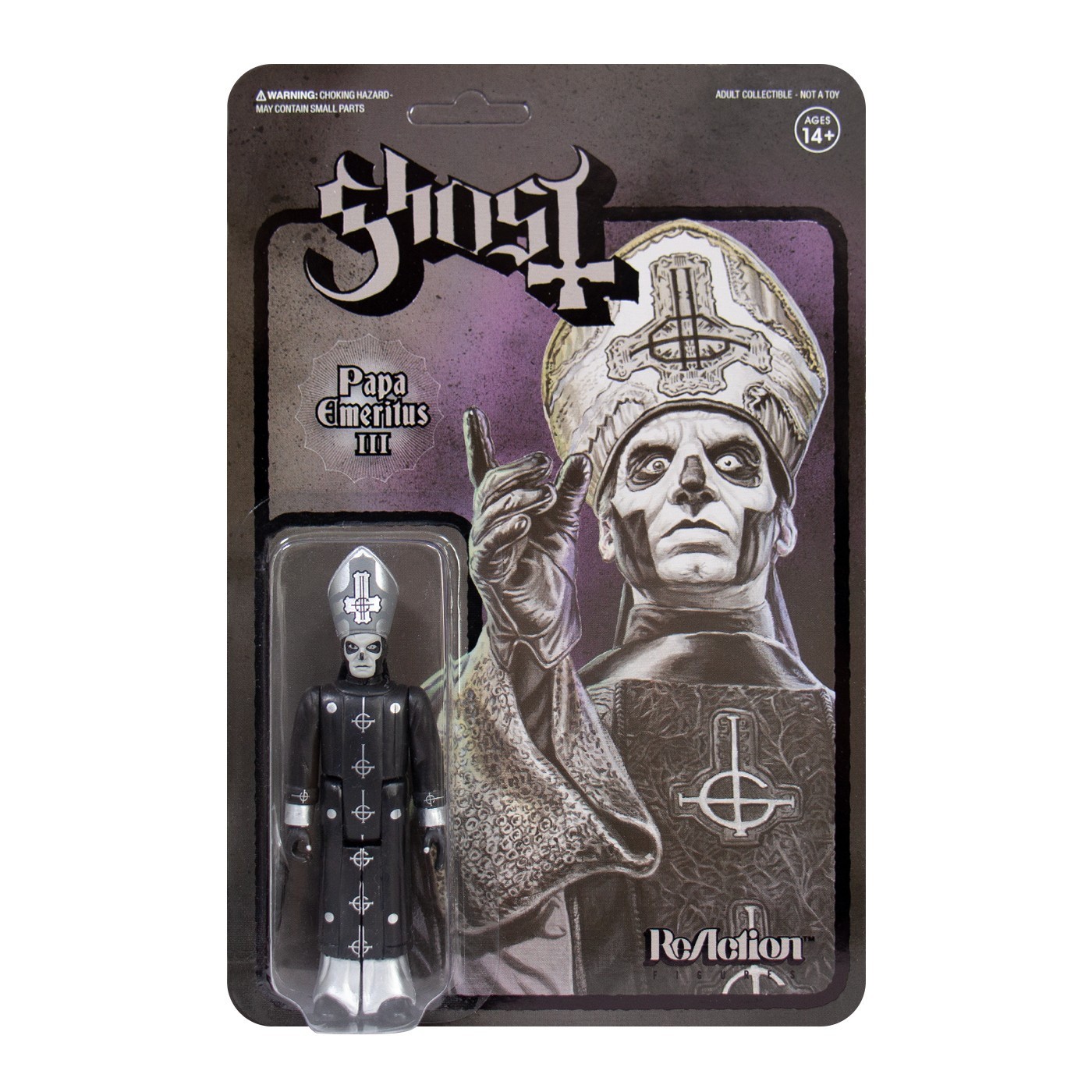 Figurine Super7 Ghost: Papa Emeritus III Black Series 3,75 pouces ReAc