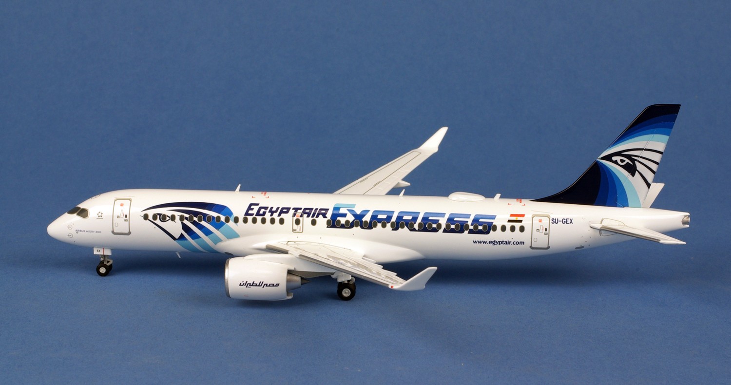Miniature Herpa Wings Egyptair Express Airbus A220-300 SU-GEX- 1/200 