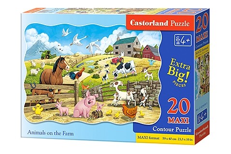  Castorland Animaux à la ferme, Puzzle 20 couleurs maxi- - Puzzle