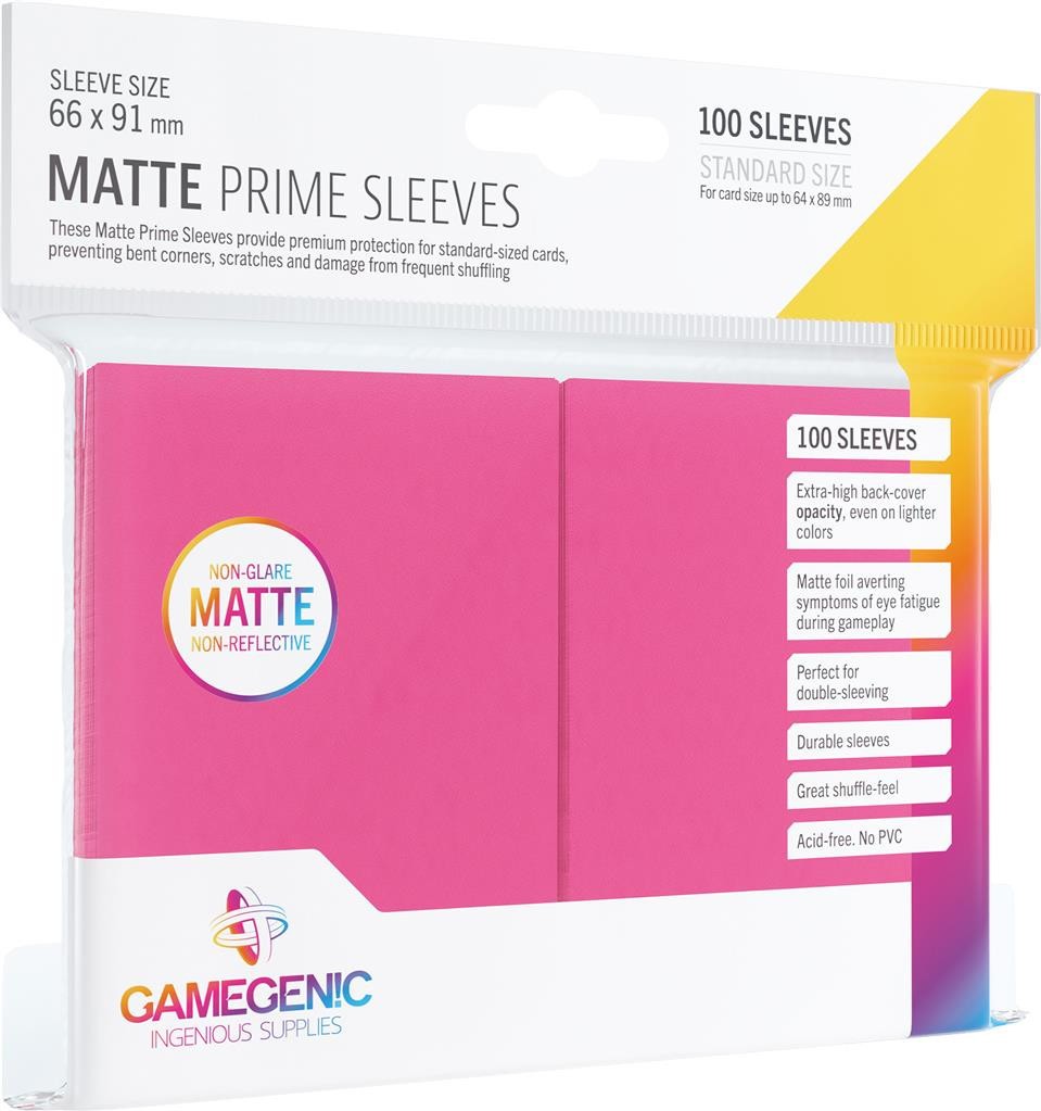  Gamegenic GG : 100 Sleeves Matte Prime Pink- - Pochettes pour cartes 