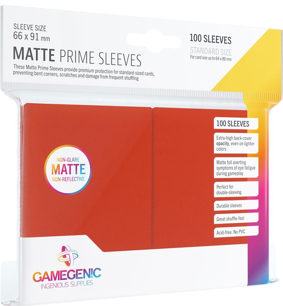  Gamegenic GG : 100 Sleeves Matte Prime Red- - Pochettes pour cartes (