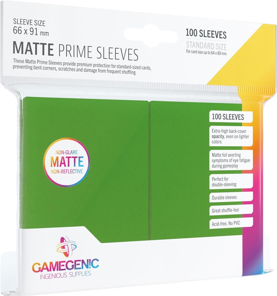  Gamegenic GG : 100 Sleeves Matte Prime Green- - Pochettes pour cartes