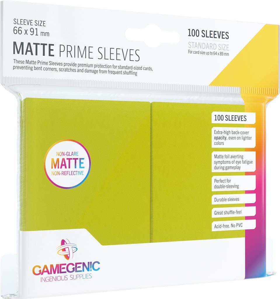  Gamegenic GG : 100 Sleeves Matte Prime Lime- - Pochettes pour cartes 