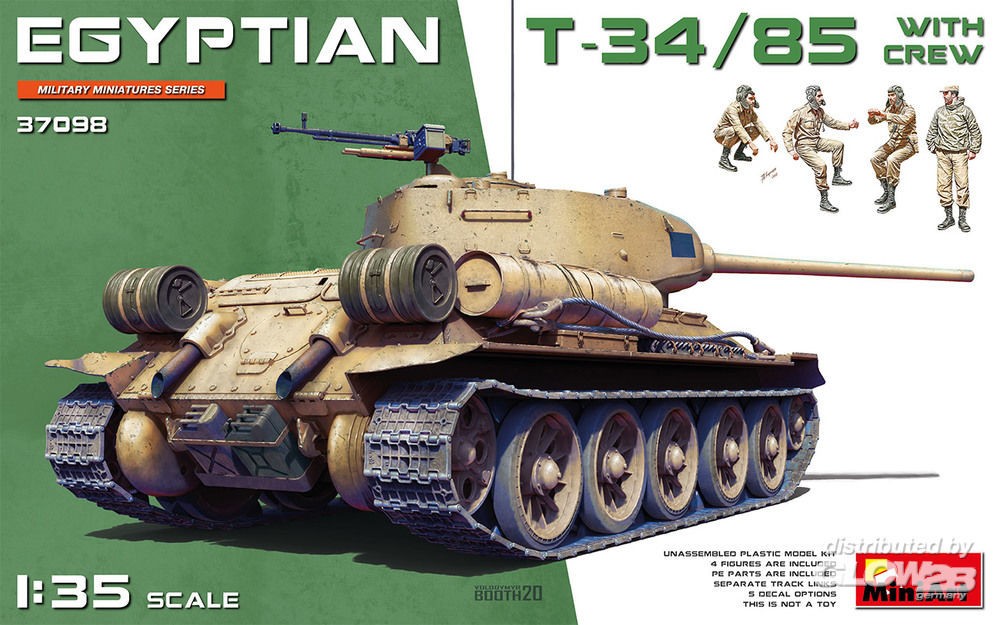 Maquette Mini Art T-34/85 égyptien avec équipage- 1/35 - Maquette mil