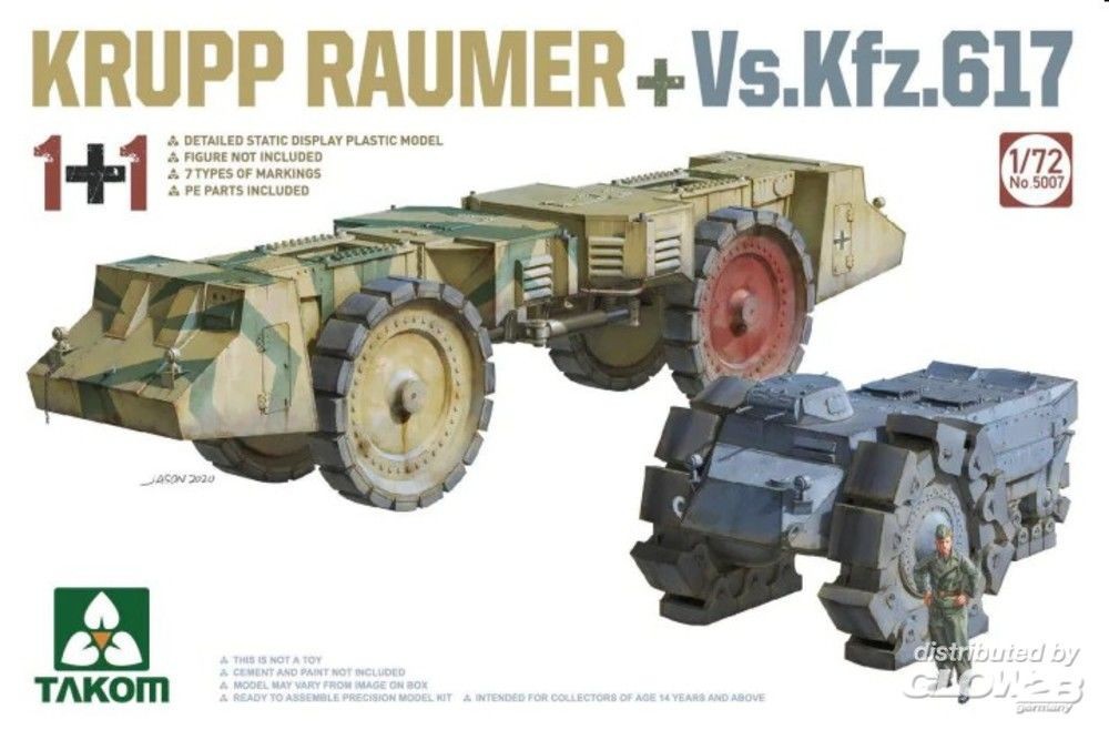 Maquette Takom Krupp Räumer +Vs.Kfz.617-1/72 - Maquette militaire