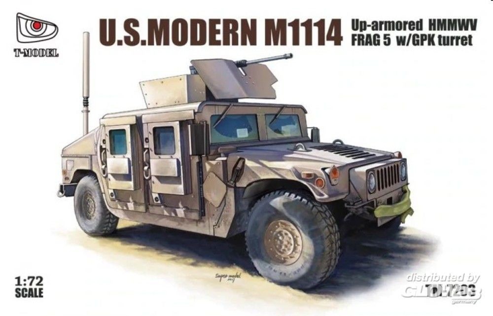 Maquette T-Model USModern M1114 blindé HMMWV FRAG 5 avec tourelle GPK-