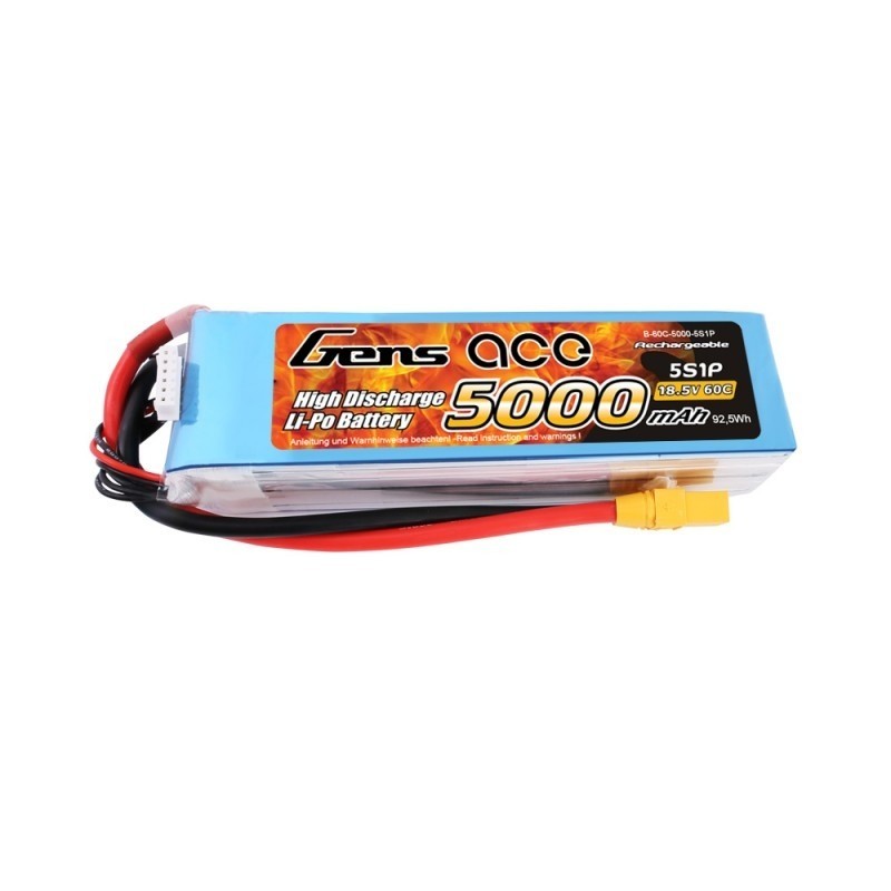  GENS ACE Gens ace Batterie LiPo 5S 18.5V-5000-60C(XT90) 165x46x39mm 5