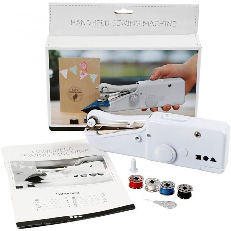  Mini machine à coudre portative, blanc, H: 6,7 cm, L: 20,5 cm, L: 3,5 cm, 1 pièce