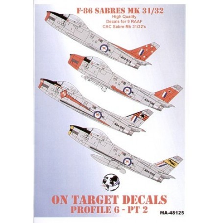  Décal North American F-86 Sabres Part 2. RAAF (9) A94-974 3 Sqn Butterworth 1968 A94-942 76 Sqn Red Diamonds Aerobatic Team 196
