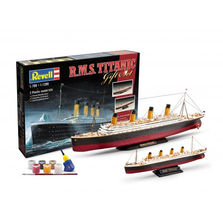 Maquette bateau Gift-Set ,Titanic, 2 kits included plus paints, paint brush and glue