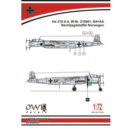 Décal Heinkel He-219A-0 B4+AA (conçu pour être utilisé avec les kits Dragon) [He-219A-5/R4 He-219A-7 He-219A-0]
