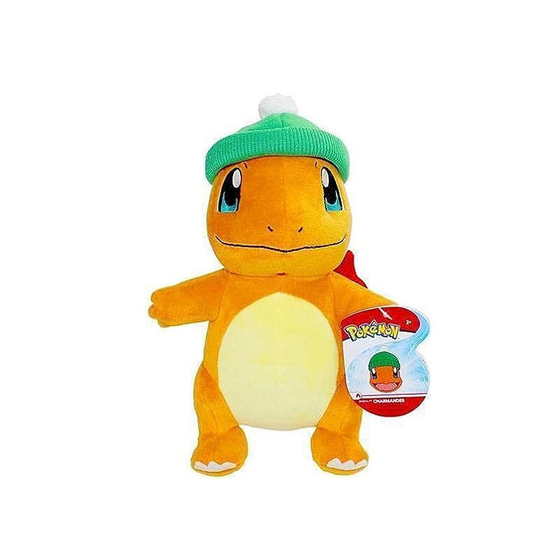 Peluche Pokemon- Pokémon peluche Salamèche Bonnet de Noël 20 cm