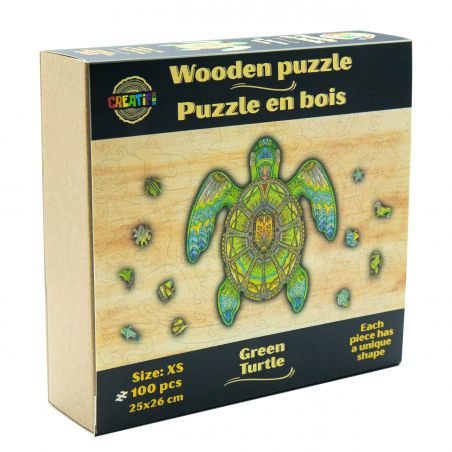  Puzzle en bois La Tortue Verte - Boite carton
