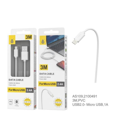 One + Câble micro USB 3M Blanc pour SmartPhone, PS4, XBO