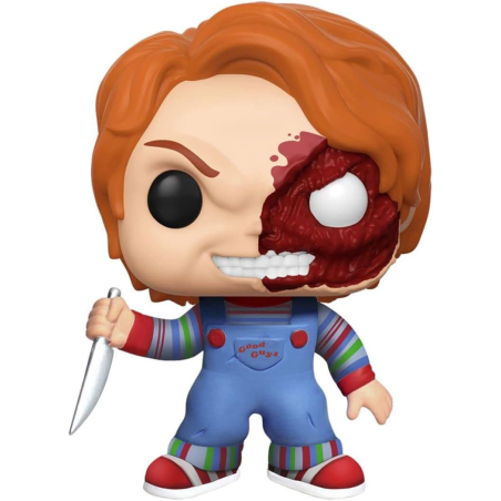  Chucky Jeu d´enfant POP! Movies Vinyl (Exc) figurine Chucky Half (BD) 9 cm