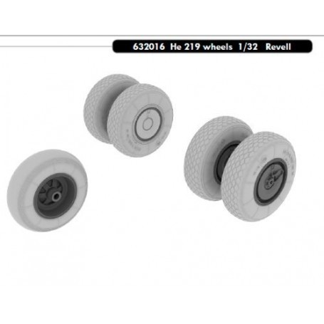  Heinkel He 219A-7 'Uhu' wheels (designed to be used with Revell kits) 
- the main landing gear wheels for the He 219 1/32 by R
