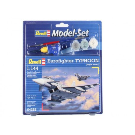 Maquette d'avion Eurofighter Typhoon Set - coffret contenant la maquette, les peintures, pinceau et colle 